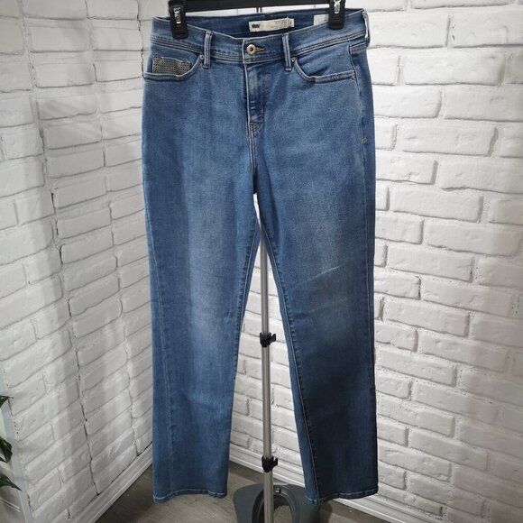 Levi's 512 Ladies Size 8 Perfectly Slimming Straight Leg Medium Wash Blue Jeans - Picture 1 of 16